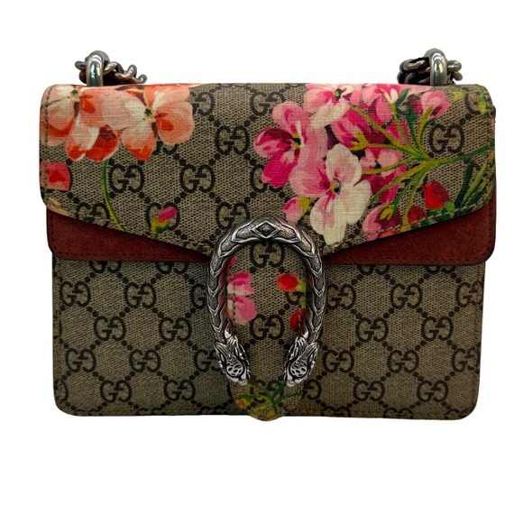 Gucci Floral Canvas Crossbody Bag - Pink and Brown - Picture 1 of 4